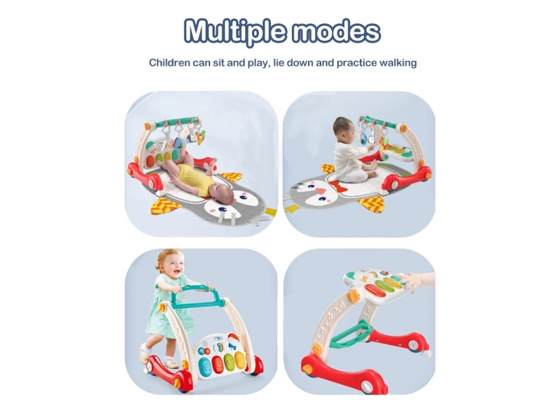 Antepremergator multifunctional 3 in 1 AliBibi, cu jucarii detasabile, pian si salteluta innteractiva