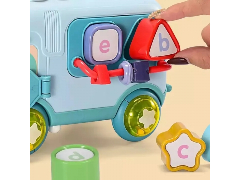 Autobuz interactiv AliBibi, cu xilofon, sortator, carusel de jucarii