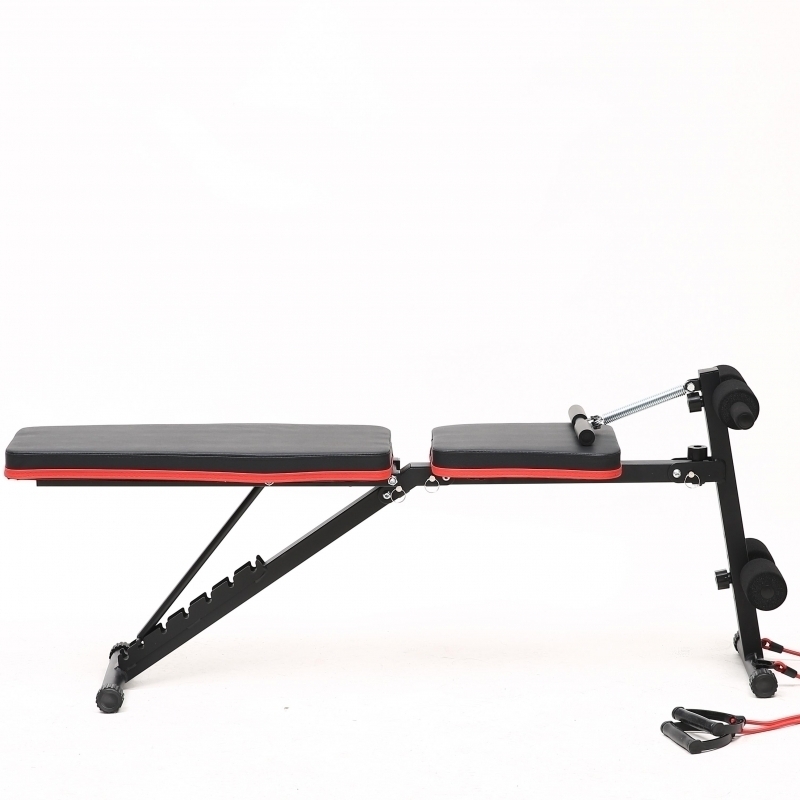Banca de exercitii reglabila FitTronic B210, pliabila, corzi pentru brate incluse, spatar reglabil