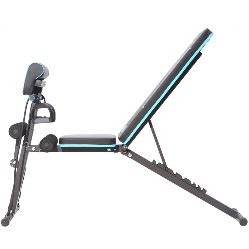 Banca de exercitii reglabila FitTronic Atletic B240, greutate suportata 120 kg, banca scott inclusa, corzi pentru brate