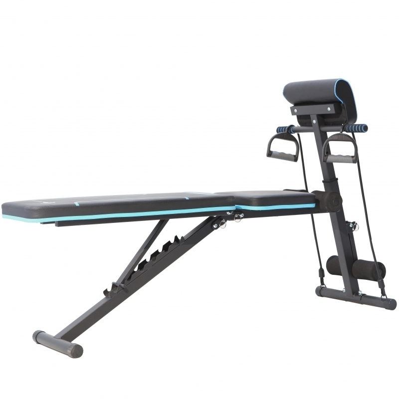 Banca de exercitii reglabila FitTronic Atletic B240, greutate suportata 120 kg, banca scott inclusa, corzi pentru brate