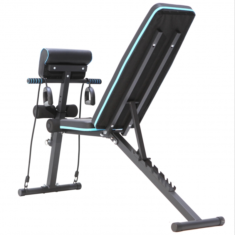 Banca de exercitii reglabila FitTronic Atletic B240, greutate suportata 120 kg, banca scott inclusa, corzi pentru brate