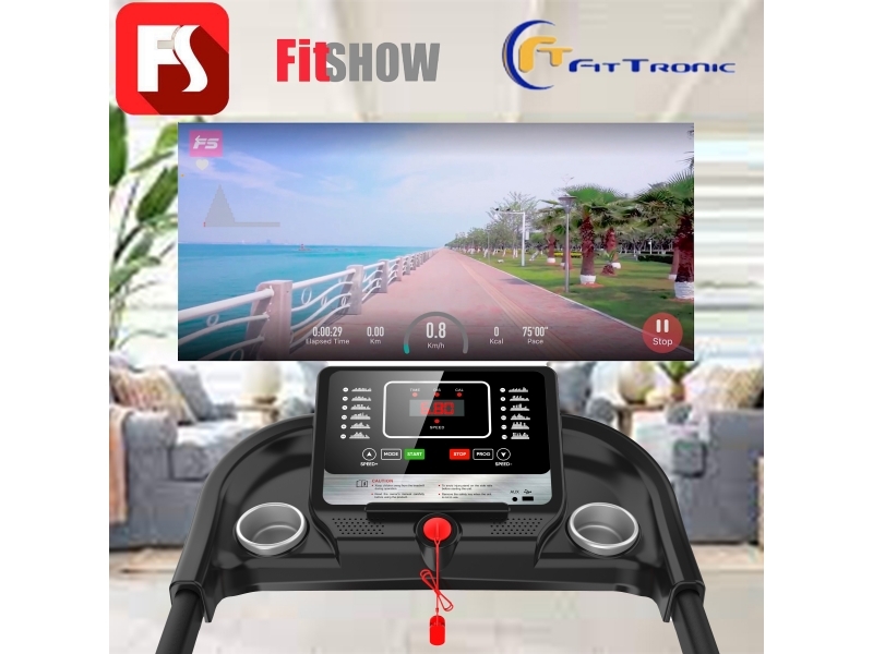 Banda de alergare electrica FitTronic J1000, motor de 2.0 CP, intrare MP3, bluetooth si aplicatia Fitshow App