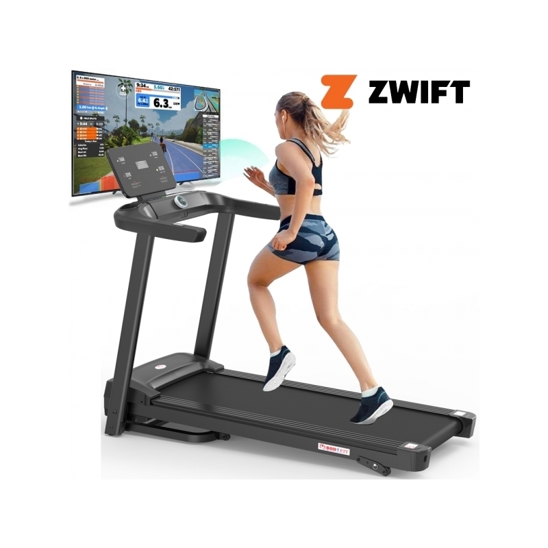 Banda de alergat Bodyfit Z5500, motor de 2.5 CP, greutate suportata de 120 kg, viteza 14 km/h, display LED cu mai multe functii, Fitshow, Kinomap, Zwift