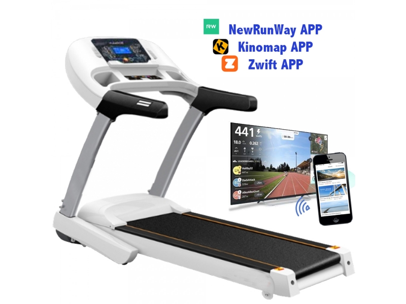 Banda de alergat electrica FitTronic D300, motor de 1.75 CP, inclinatie in 3 trepte, Kinomap, Zwift, Newrunway