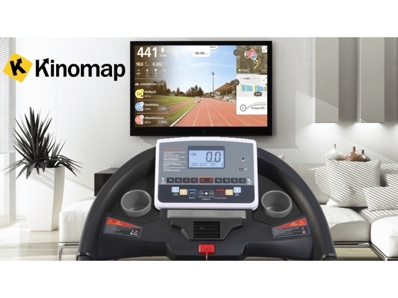 Banda de alergat electrica FitTronic Delta 550, Motor 4.0 CP, greutate suportata 140 kg, acum 3 aplicatii Kinomap, Zwift, Newrunway, inclinatie automata 18%, viteza pana la 18km/h, pliabila, intrare USB si MP3 player, programe presetate