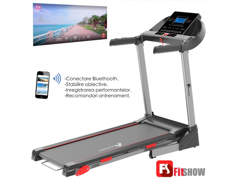 Banda de alergat electrica FitTronic J2000, motor 3.0 CP, MP3, aplicatia Fitshow App