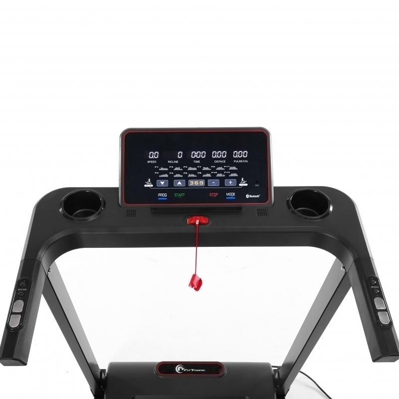 Banda de alergat electrica FitTronic J5000 motor 2.0 CP, inclinare electrica 15%, greutate suportata 110 kg, aplicatia Fitshow Kinomap Zwift App, intrare MP3, conectare bluetooth	