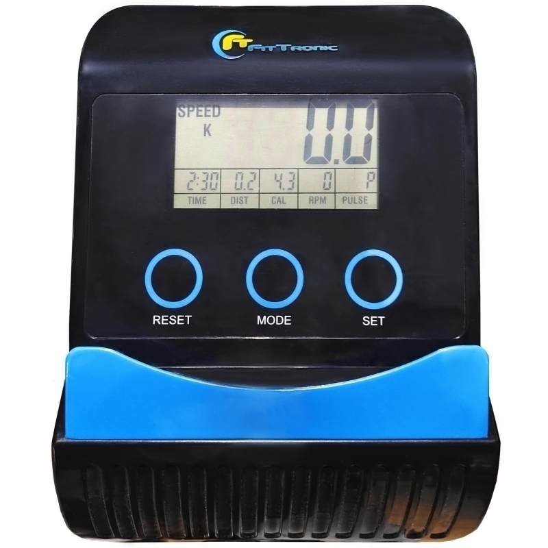 Bicicleta magnetica eliptica FitTronic® Trainer 410E, design robust, greutate suportata 120 kg, volanta 7 kg, afisaj electronic