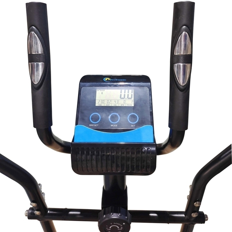 Bicicleta magnetica eliptica FitTronic® Trainer 410E, design robust, greutate suportata 120 kg, volanta 7 kg, afisaj electronic