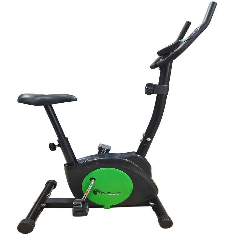 Bicicleta magnetica FitTronic® Trainer 200, design robust, greutate suportata 100 kg, volanta 5 kg, afisaj electronic