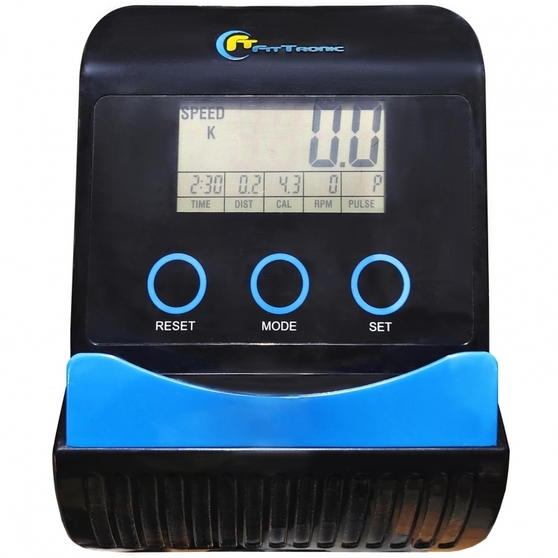 Bicicleta magnetica FitTronic® Trainer 410B, design robust, greutate suportata 100 kg, volanta 6 kg, afisaj electronic