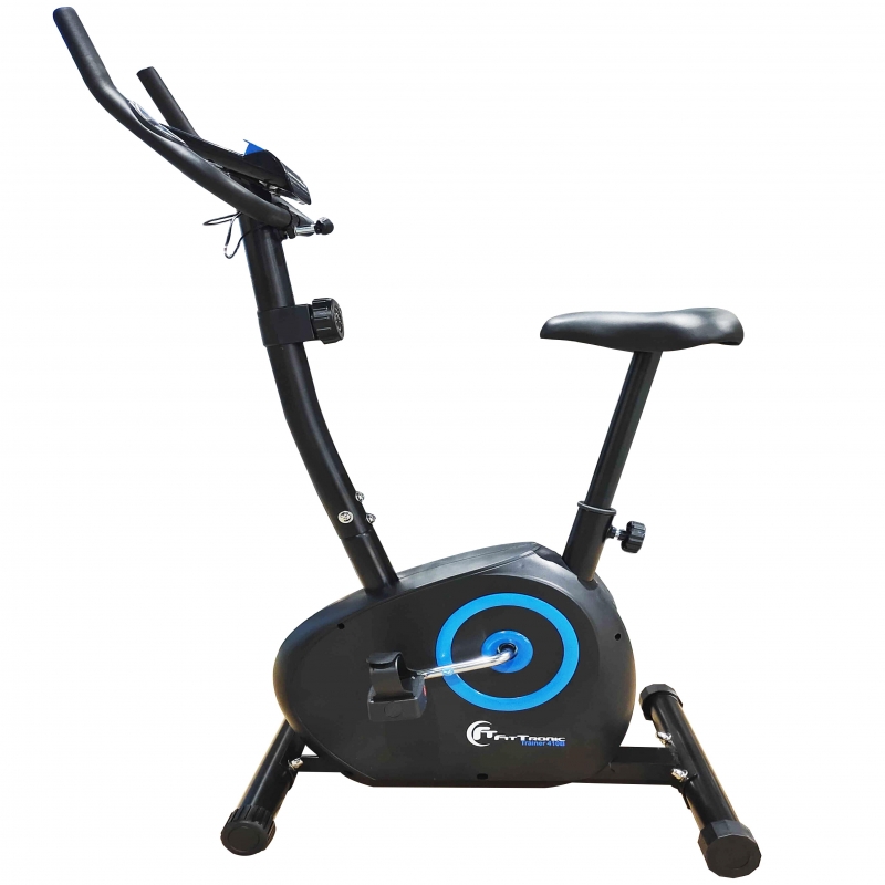Bicicleta magnetica FitTronic® Trainer 410B, design robust, greutate suportata 100 kg, volanta 6 kg, afisaj electronic