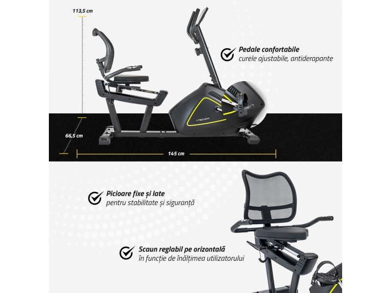 Bicicleta orizontala exercitii TECHFIT R500