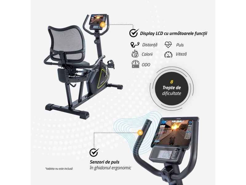 Bicicleta orizontala exercitii TECHFIT R500