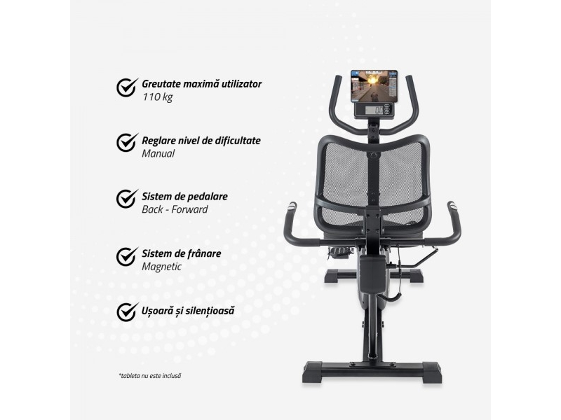 Bicicleta orizontala exercitii TECHFIT R500