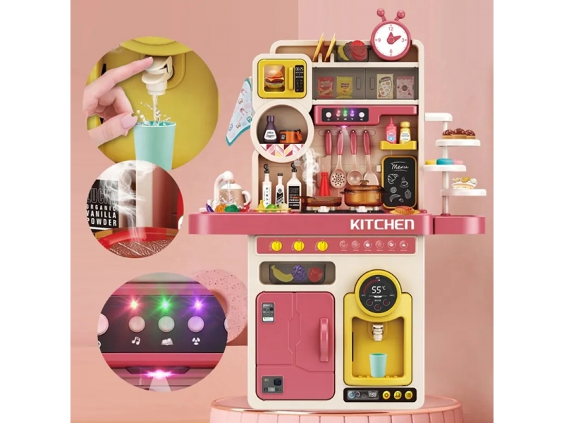 Bucatarie multifunctionala AliBibi, cu aburi, vesela pentru gatit si alte accesorii, 93 piese, 96 cm