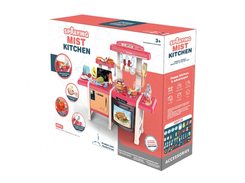 Bucatarie multifunctionala dubla pentru copii Alibibi, sunete si lumini si accesorii incluse