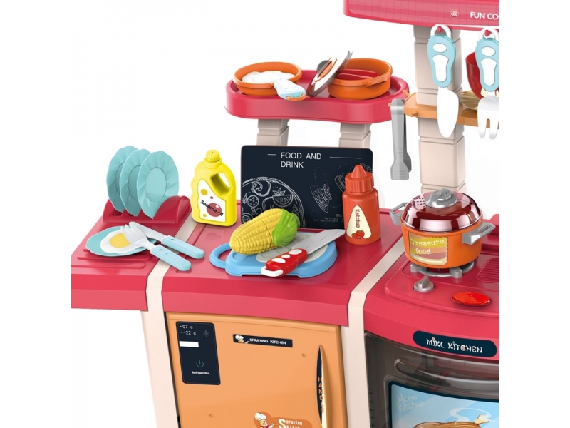 Bucatarie multifunctionala dubla pentru copii Alibibi, sunete si lumini si accesorii incluse