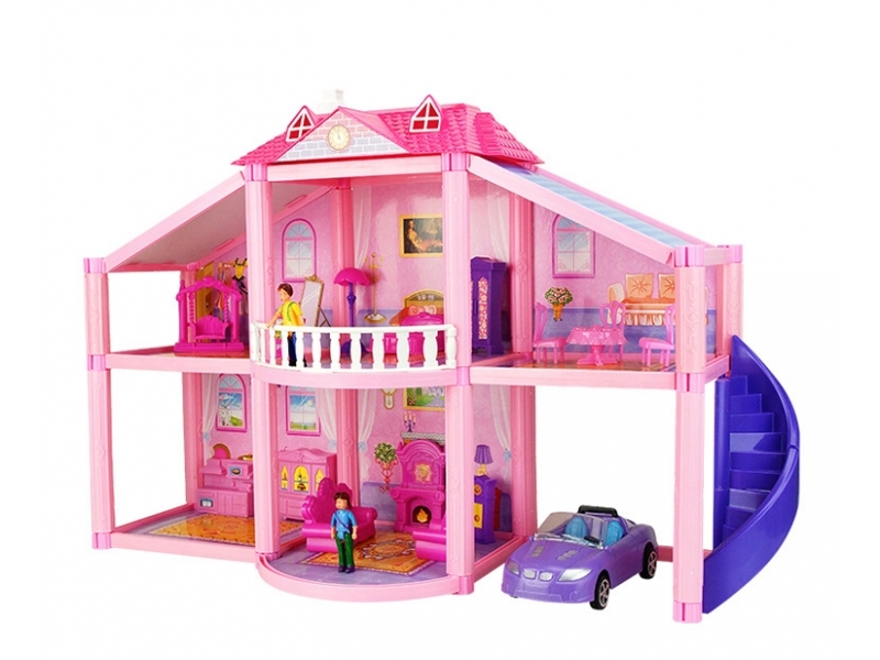 Casa pentru papusi Alibibi cu 2 papusi, 1 casa , mobilier si masina