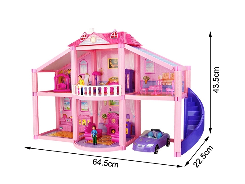 Casa pentru papusi Alibibi cu 2 papusi, 1 casa , mobilier si masina