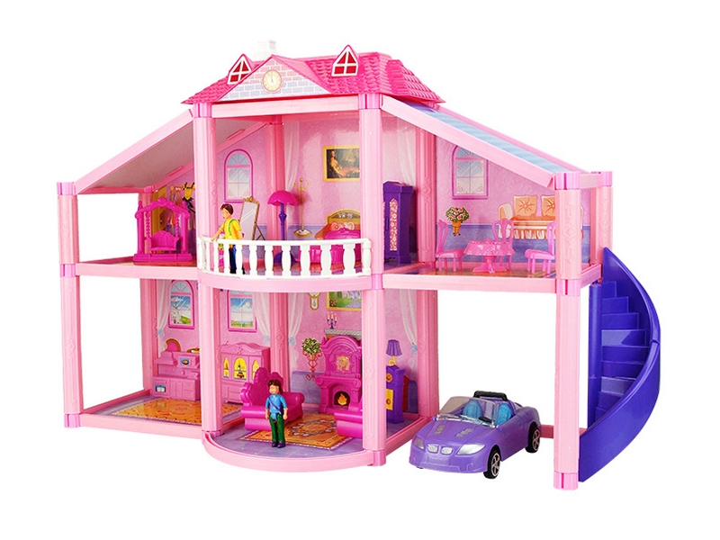 Casa pentru papusi Alibibi cu 2 papusi, 1 casa , mobilier si masina