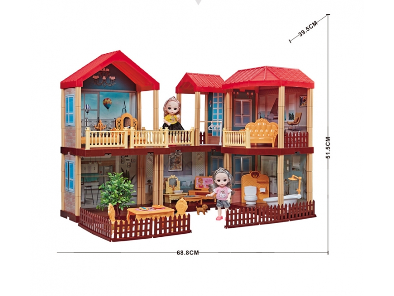 Casa pentru papusi AliBibi cu 2 papusi si mobilier