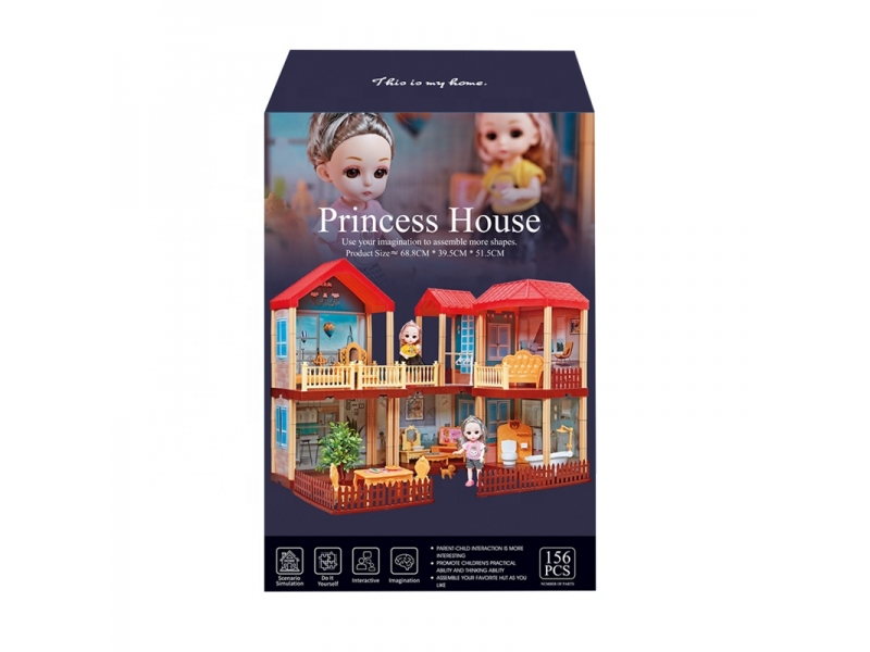 Casa pentru papusi AliBibi cu 2 papusi si mobilier