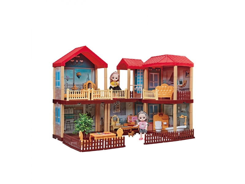 Casa pentru papusi AliBibi cu 2 papusi si mobilier