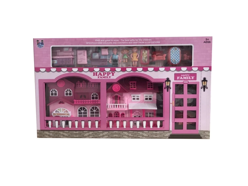 Casa pentru papusi Alibibi cu 3 papusi, 1 casa si mobilier