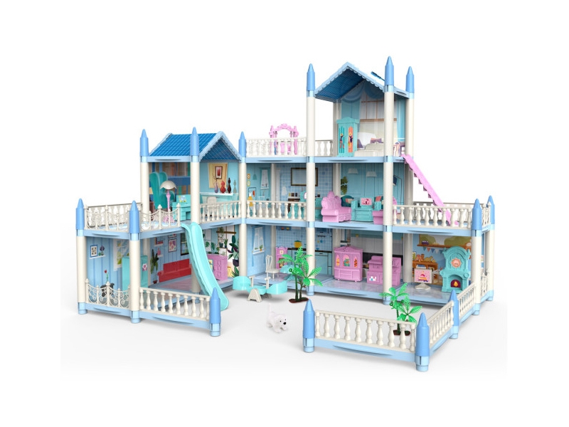 Casa pentru papusi cu mobilier si accesorii AliBibi Bleu