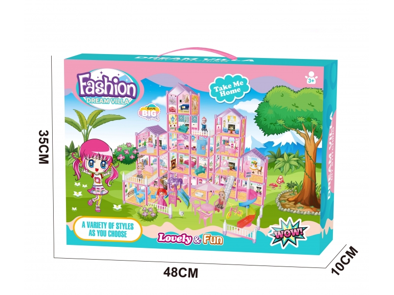 Casa pentru papusi AliBibi cu lumini, mobilier si papusi incluse