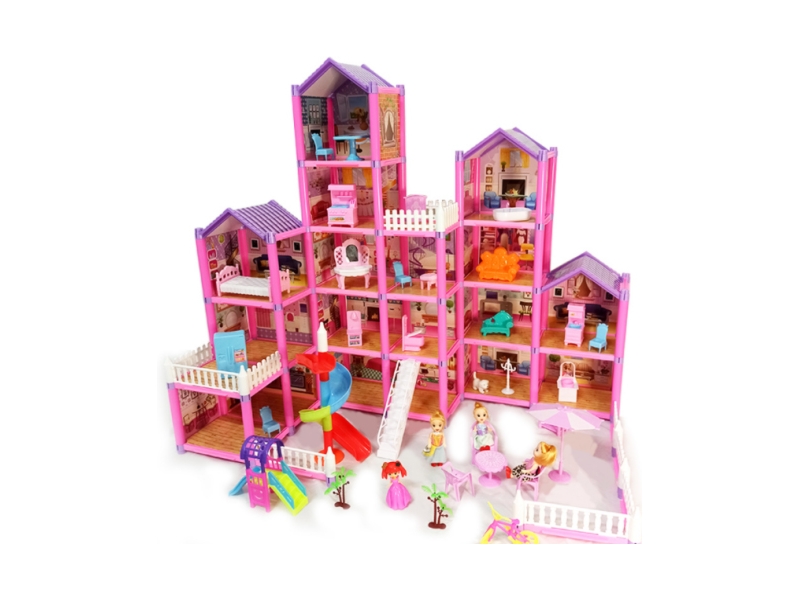 Casa pentru papusi AliBibi cu lumini, mobilier si papusi incluse