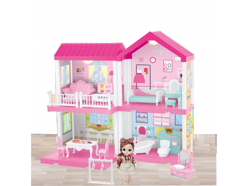 Casuta si mobilier pentru papusi AliBibi cu 113 accesorii incluse