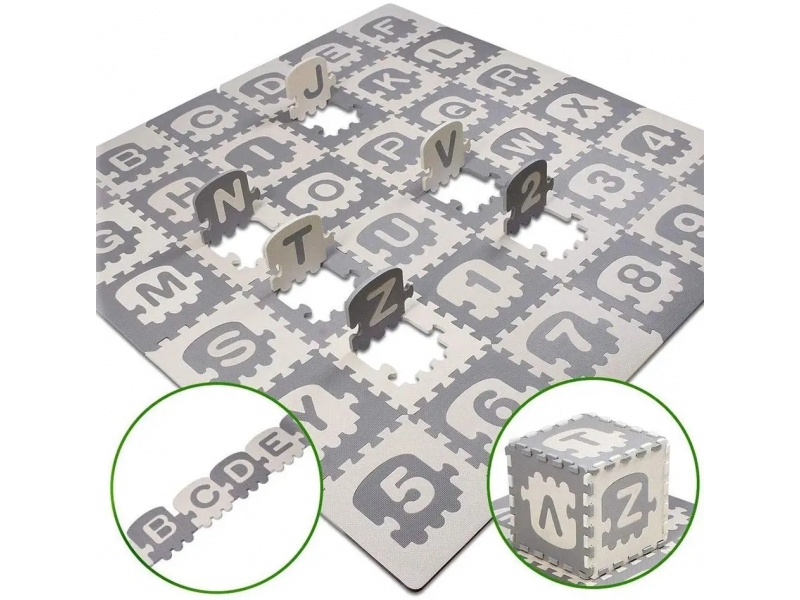 Covor puzzle cu litere si cifre AliBibi