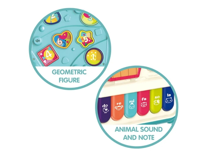 Cub educational Interactiv Alibibi, cu pian, forme geometrice, cifre, roller coaster