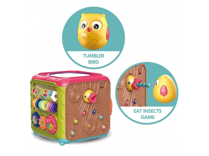 Cub educational Interactiv Alibibi, cu pian, forme geometrice, cifre, roller coaster