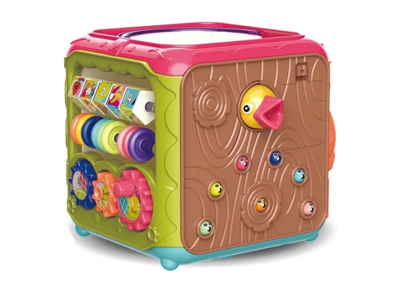 Cub educational Interactiv Alibibi, cu pian, forme geometrice, cifre, roller coaster