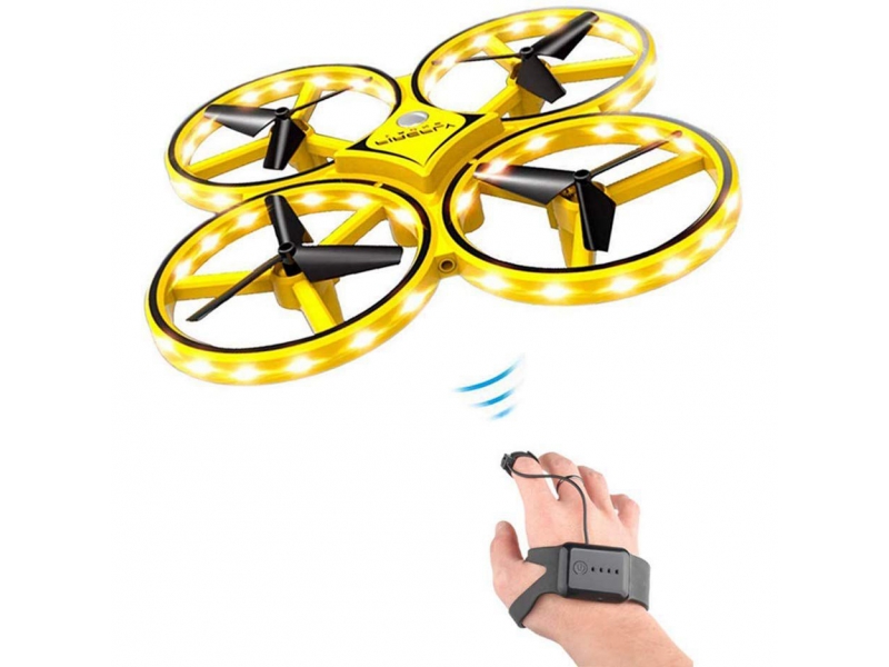 Drona AliBibi, galbena, controller sub forma de ceas