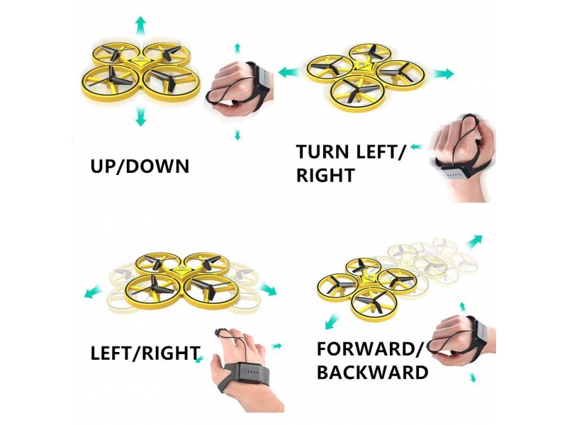 Drona AliBibi, galbena, controller sub forma de ceas