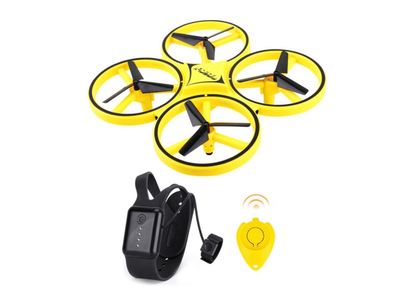 Drona AliBibi, galbena, controller sub forma de ceas