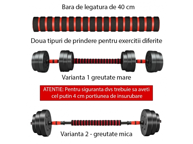 Set gantere reglabile BodyFit 20 kg	