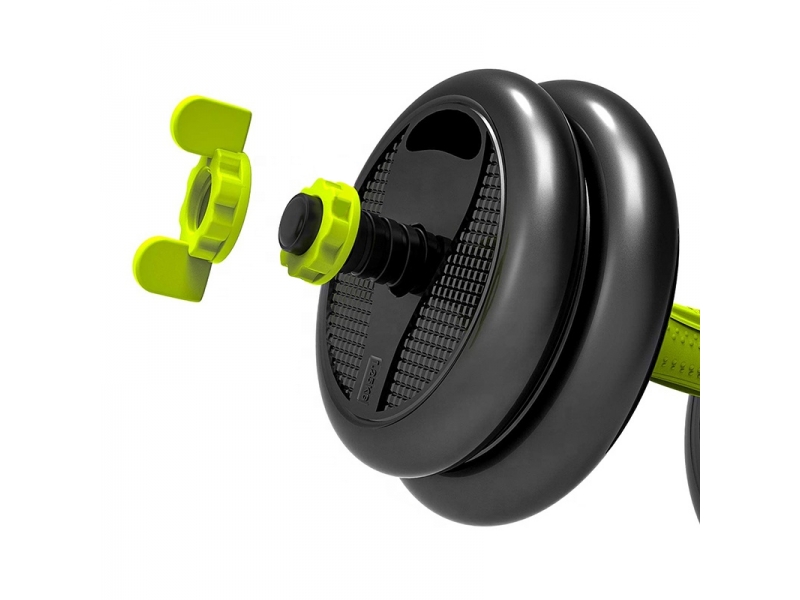 Set Gantere reglabile kettlebell FitTronic 5 in 1 de 20 kg ZK20, cu bara curbata Z, bara dreapta, roata de abdomen si o multitudine de combinatii posibile
