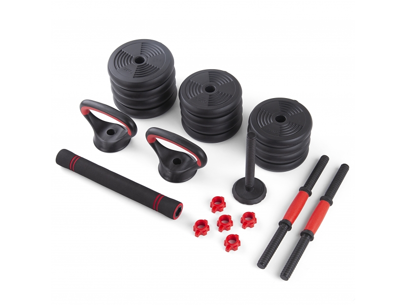 Gantera reglabila kettlebell FitTronic 6 in 1 de 40 kg KF40, cu o multitudine de combinatii posibile