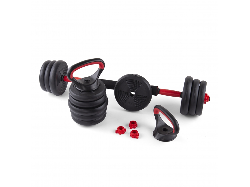 Gantera reglabila kettlebell FitTronic 6 in 1 de 40 kg KF40, cu o multitudine de combinatii posibile