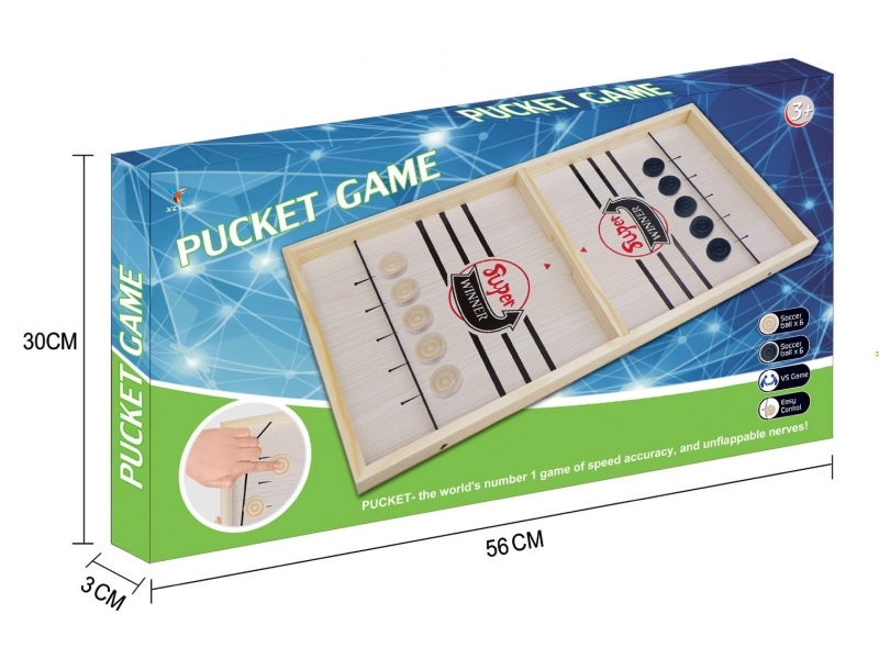 Joc interactiv pentru copii AliBibi Pucket Game Large size, Hokey Slide, Foosball din lemn