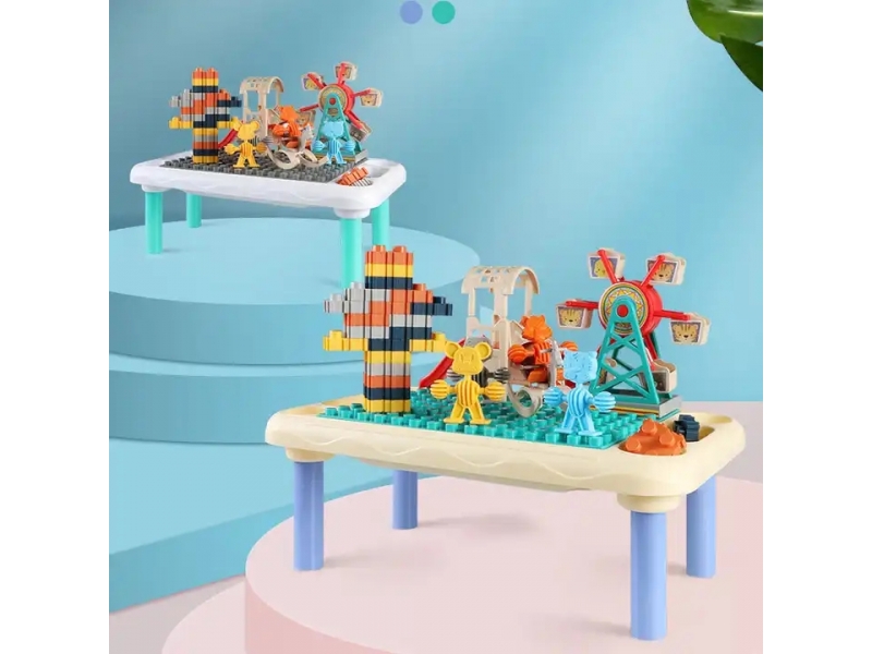 Masa blocuri constructii AliBibi cu spatiu de depozitare, 55 piese incluse