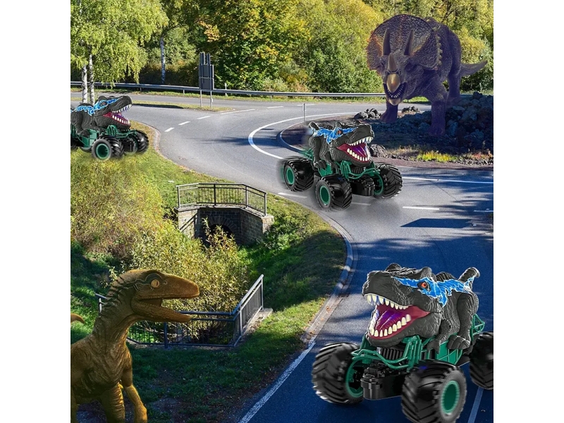 Masinuta Dinozaur cu telecomanda AliBibi, cu lumini, aburi si sunete