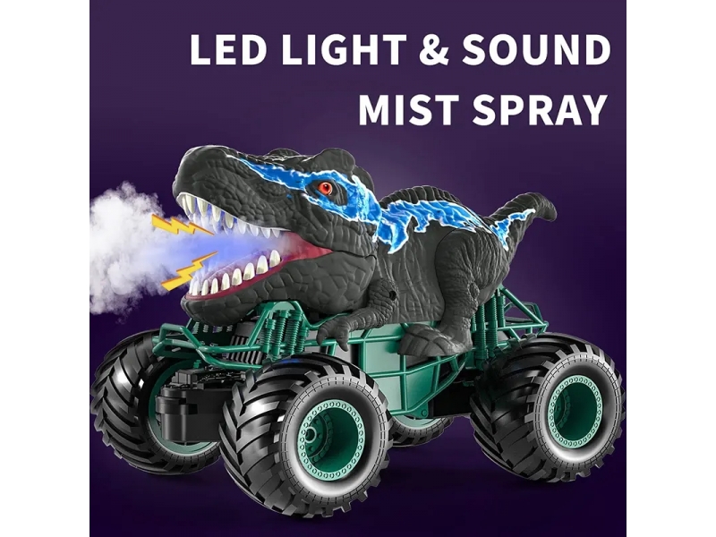 Masinuta Dinozaur cu telecomanda AliBibi, cu lumini, aburi si sunete