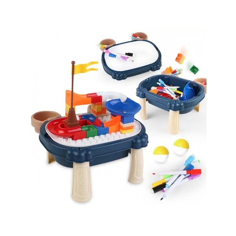 Masuta 2 in 1 pentru colorat si construit AliBibi cu spatiu de depozitare